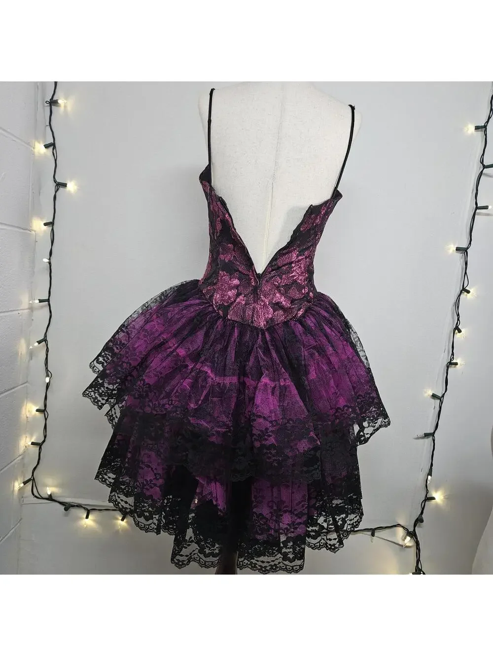 80s vintage goth short party dress from loralie size 4 - Picture 6 of 8
